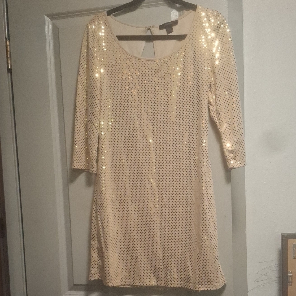 Express Elegant Sequin Dress in Cream
